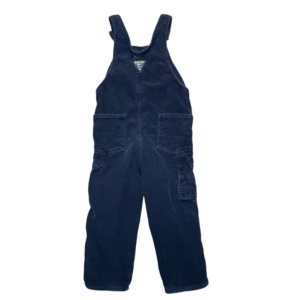 Oshkosh B’ Gosh Flannel Lined Corduroy‎ Overalls Navy Blue Size 4T